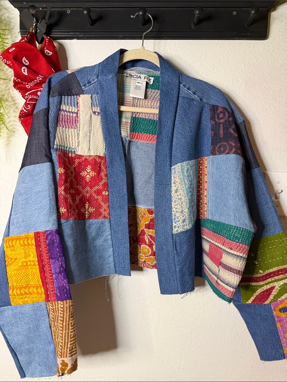 Tricia Fix Patchwork Denim & Kantha Kimono Jacket - One of a kind M/L NWOT